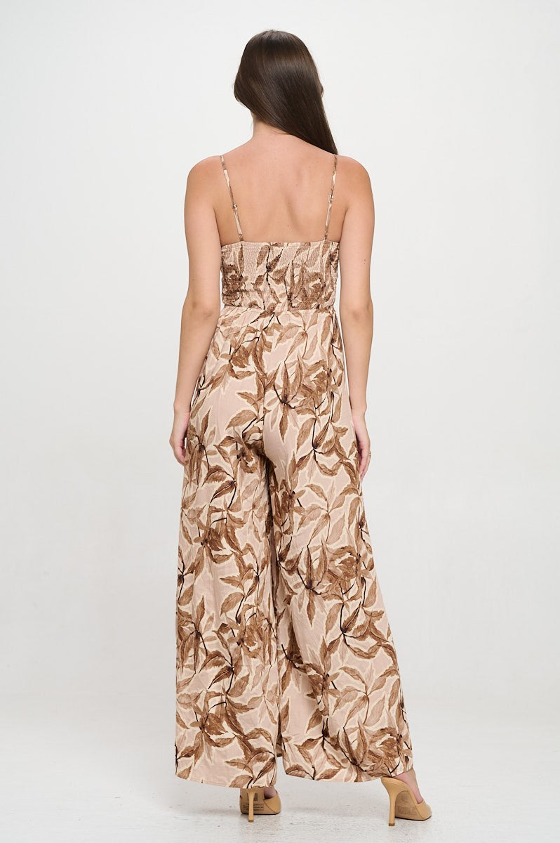 R5325-1 Wide-Leg Smocked Back Jumpsuit