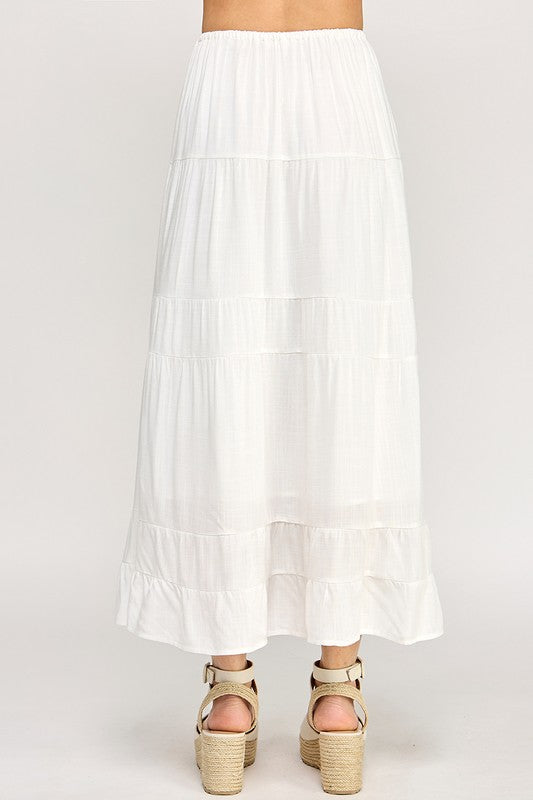 S5447 Linen Maxi Skirt with Inserted Pockets
