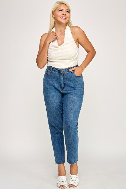 T5307X Plus Textured Halter Crop Top