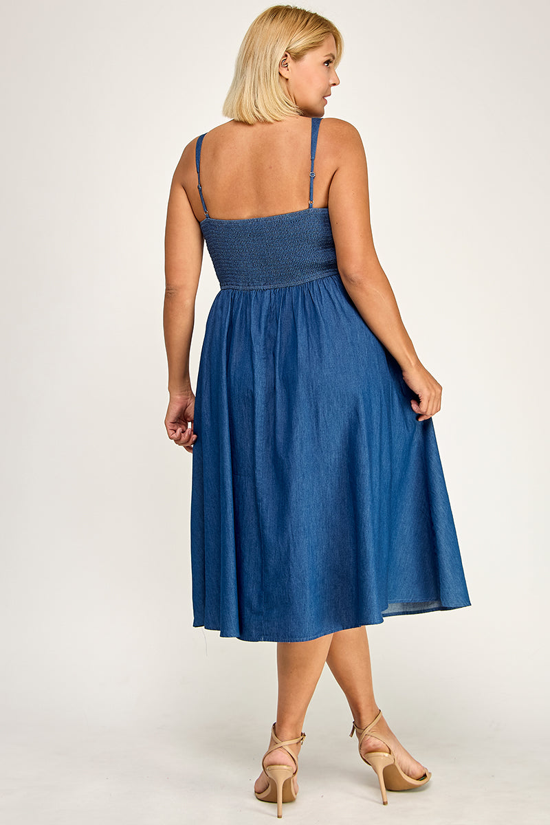 D5637X Lace-Up Midi Dress