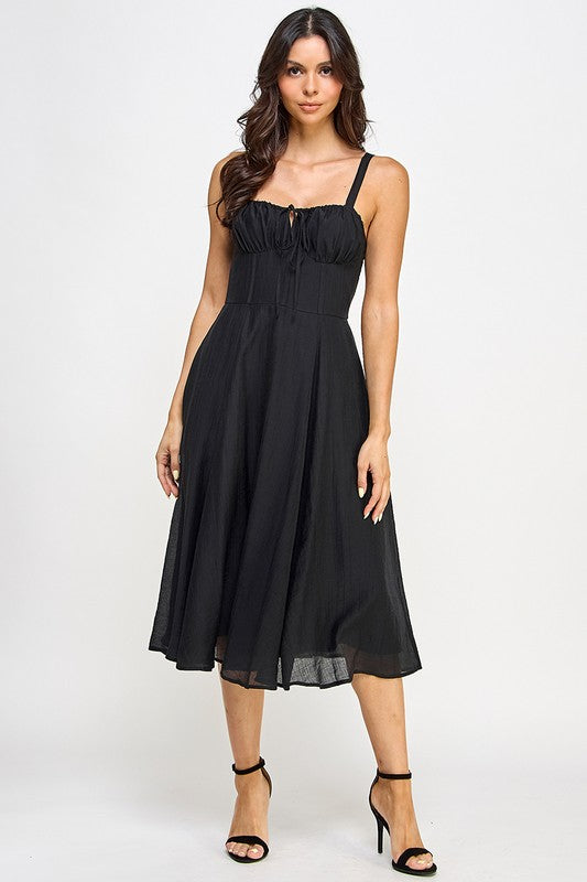 Woman wearing a dress on a white background