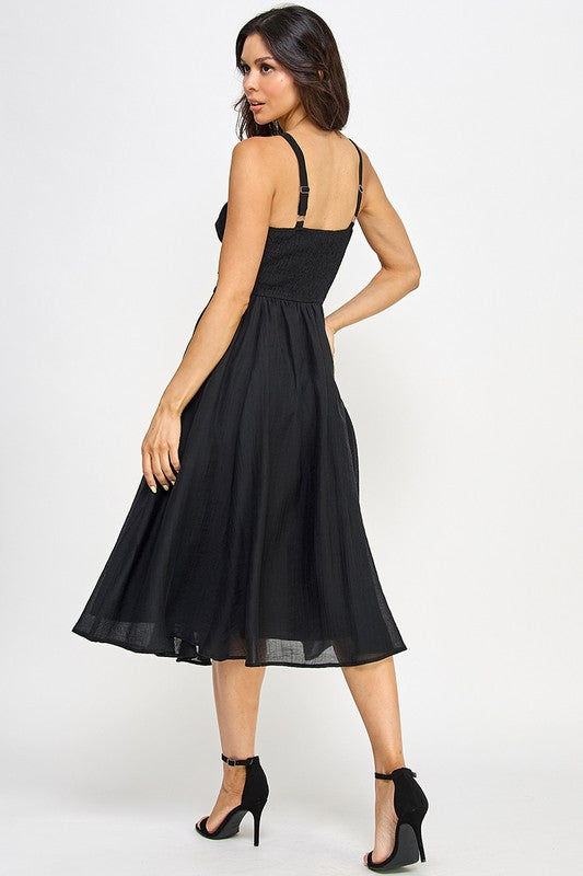Woman wearing a dress on a white background