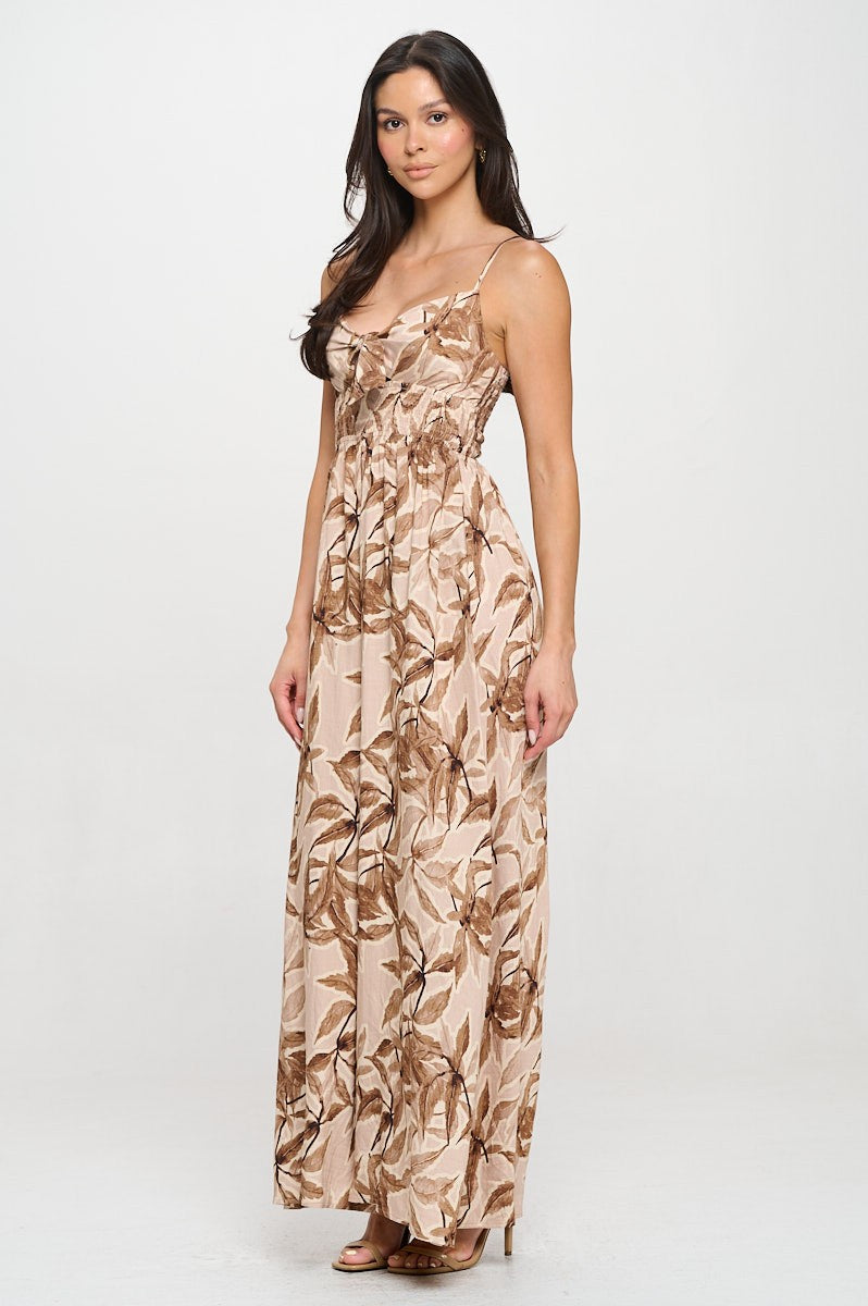 R5325-1 Wide-Leg Smocked Back Jumpsuit
