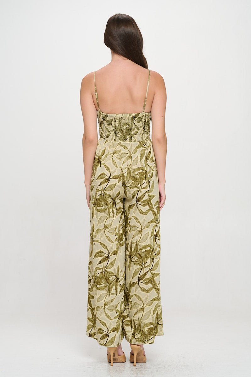 R5325-1 Wide-Leg Smocked Back Jumpsuit