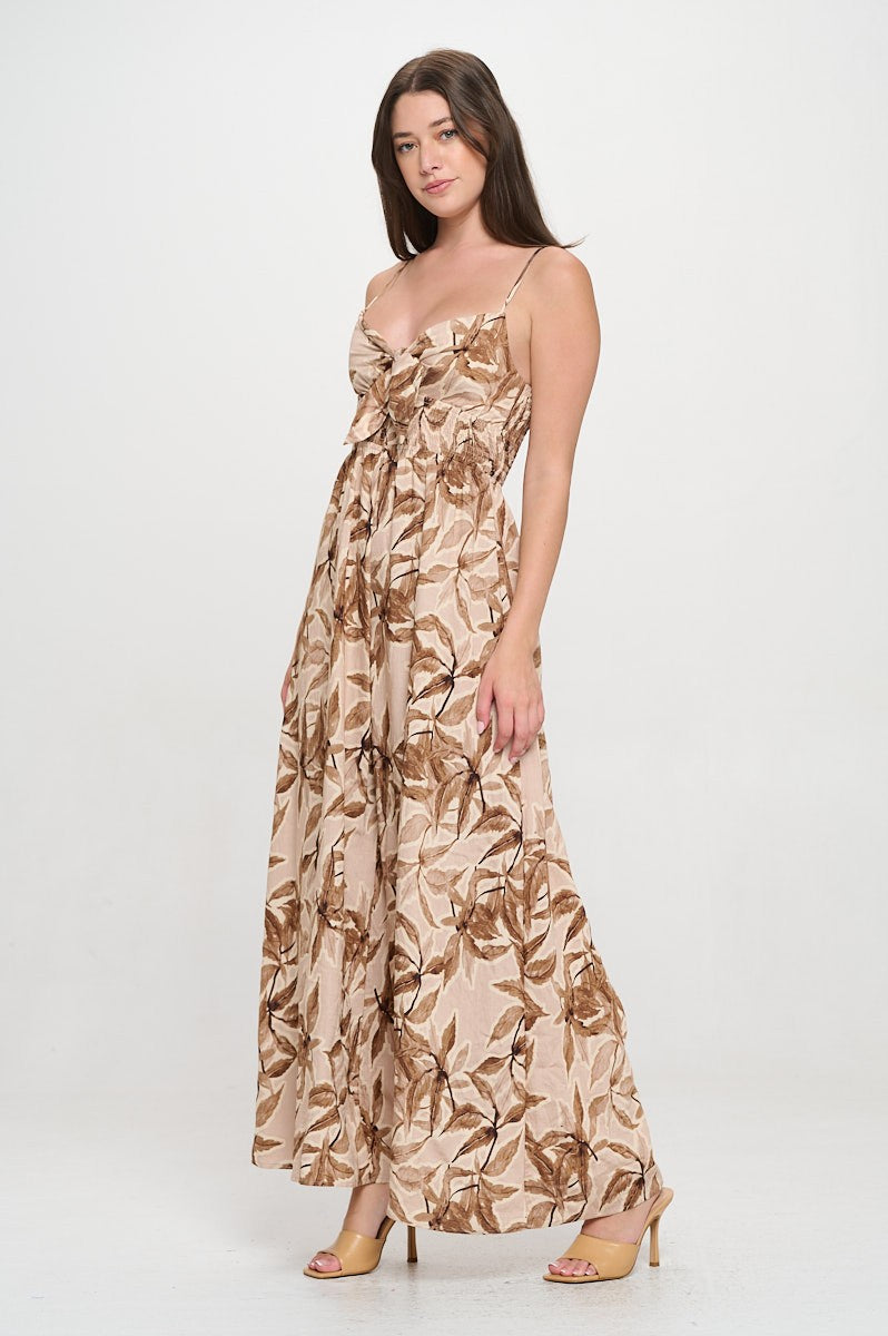 R5325-1 Wide-Leg Smocked Back Jumpsuit