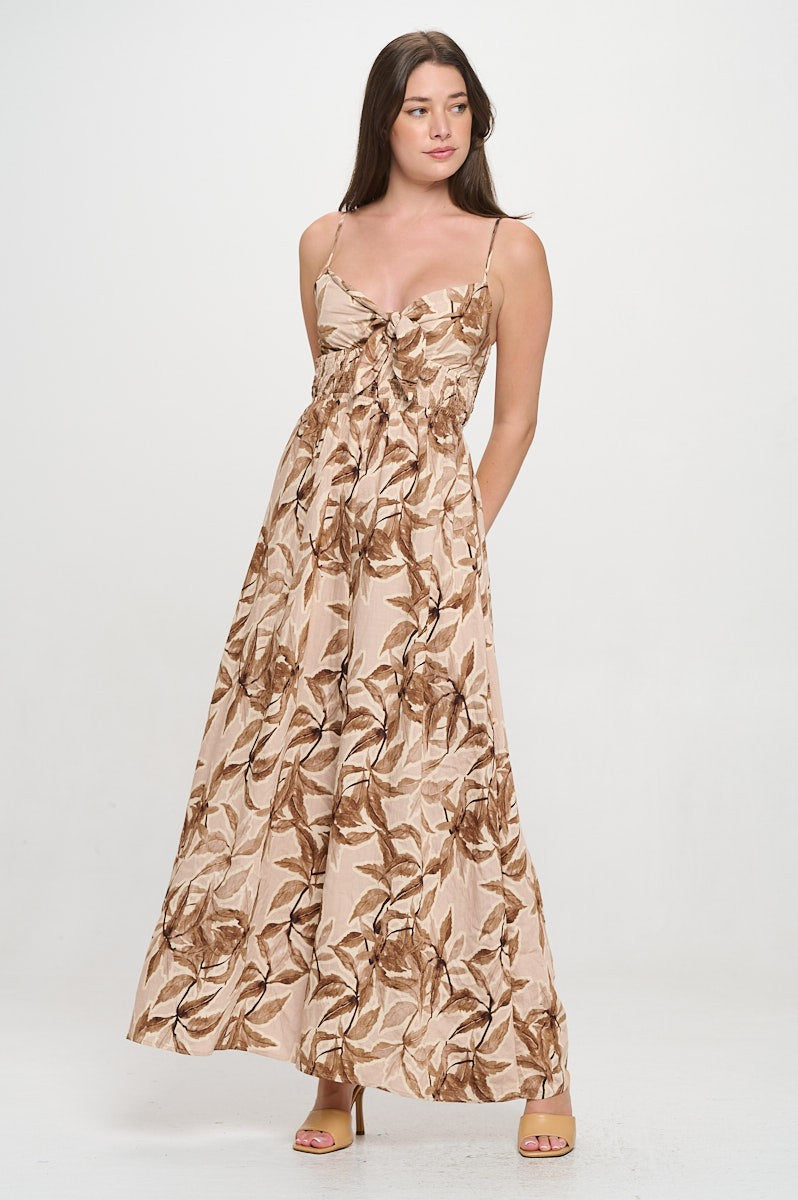 R5325-1 Wide-Leg Smocked Back Jumpsuit