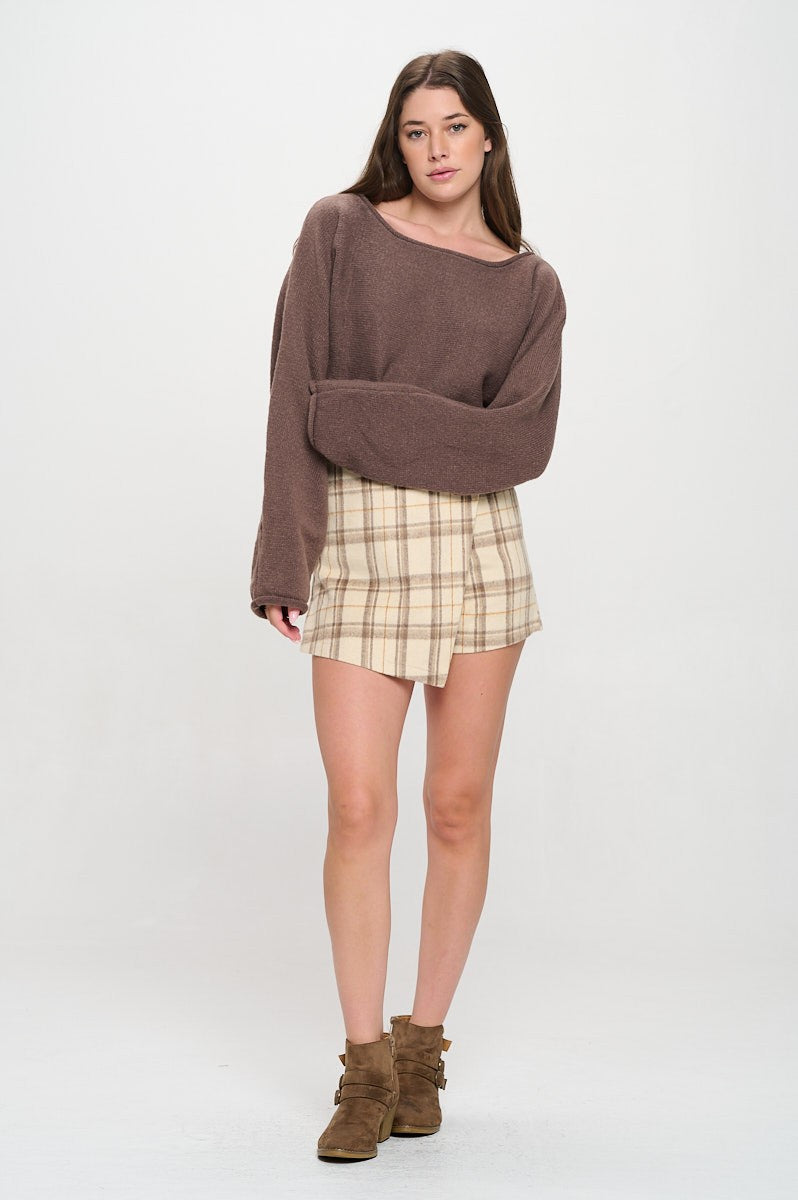 SW5340S CROPPED BOAT NECK SWEATER