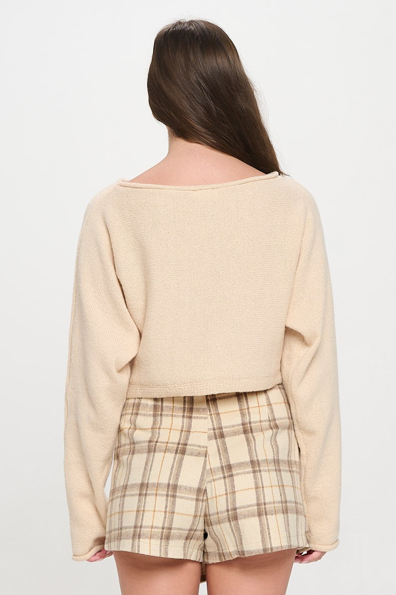 SW5340S CROPPED BOAT NECK SWEATER