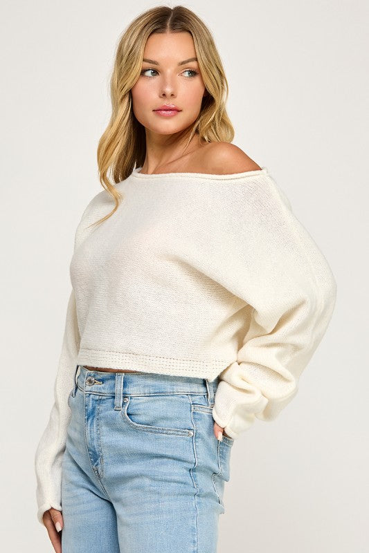 SW5340S CROPPED BOAT NECK SWEATER