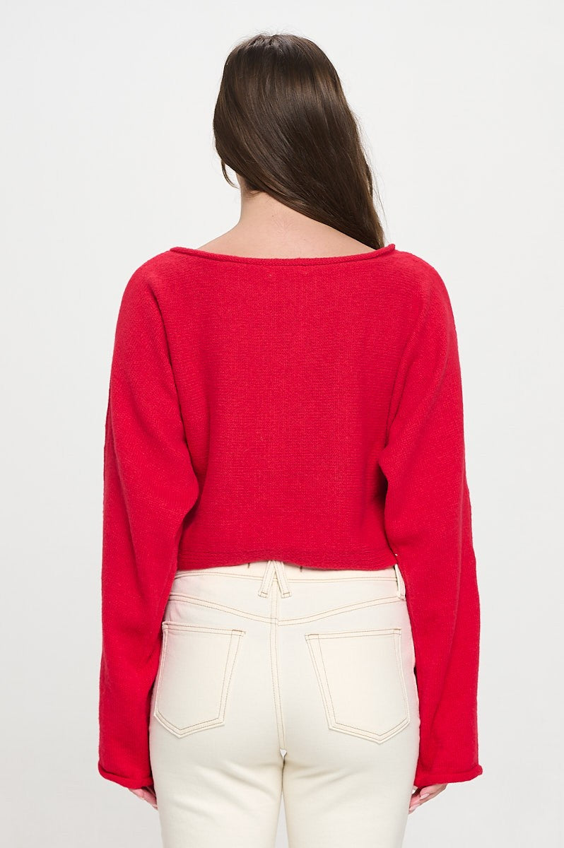 SW5340S CROPPED BOAT NECK SWEATER