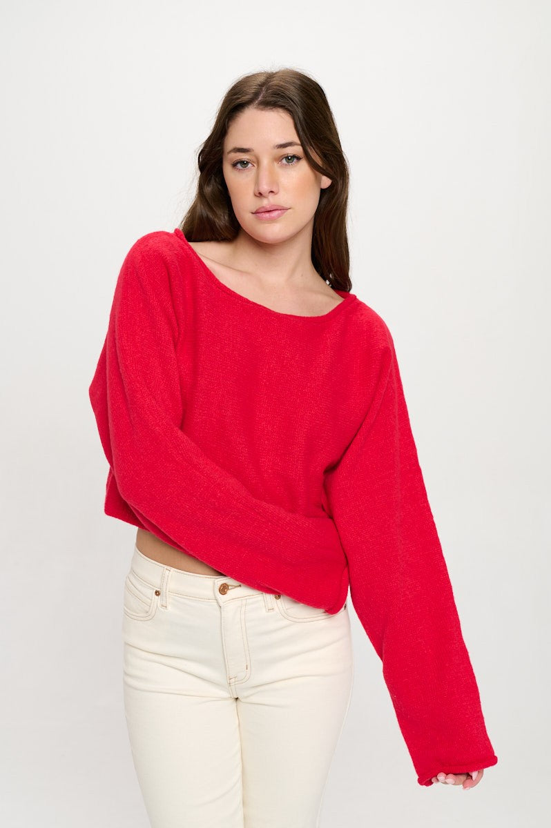 SW5340S CROPPED BOAT NECK SWEATER
