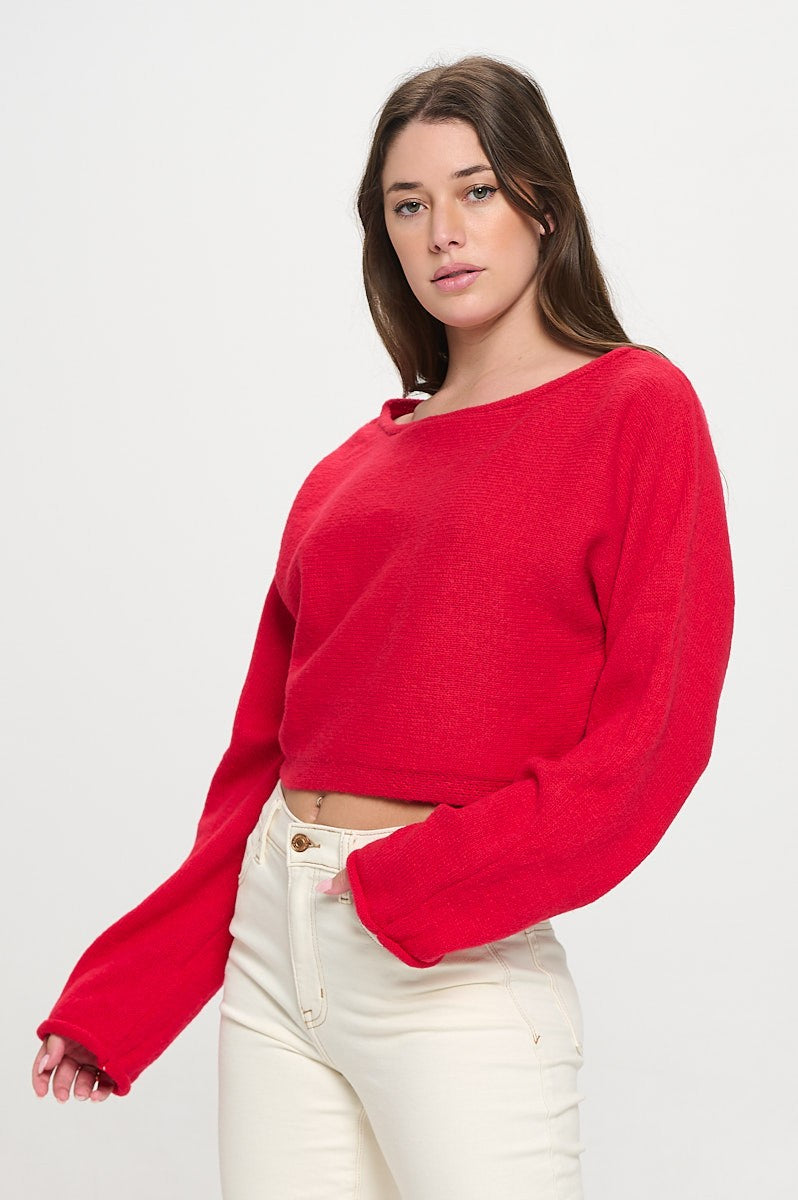 SW5340S CROPPED BOAT NECK SWEATER