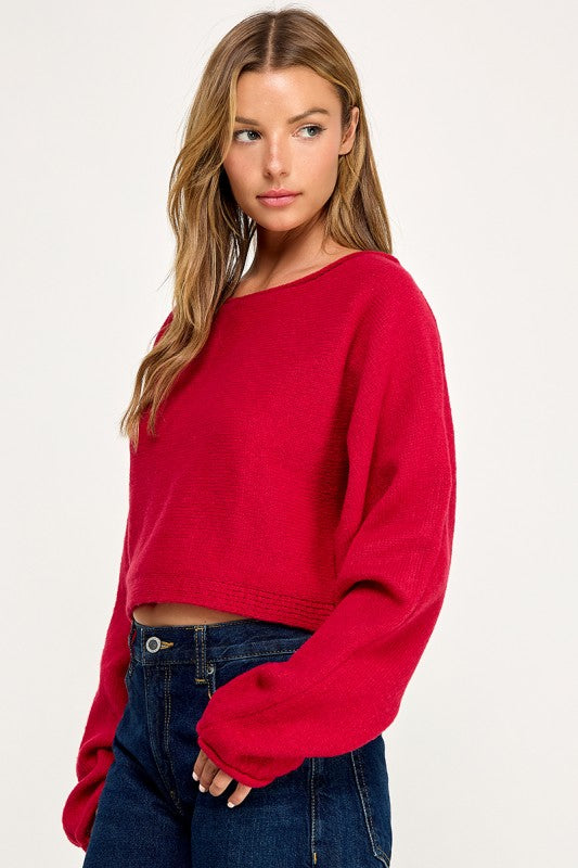 SW5340S CROPPED BOAT NECK SWEATER