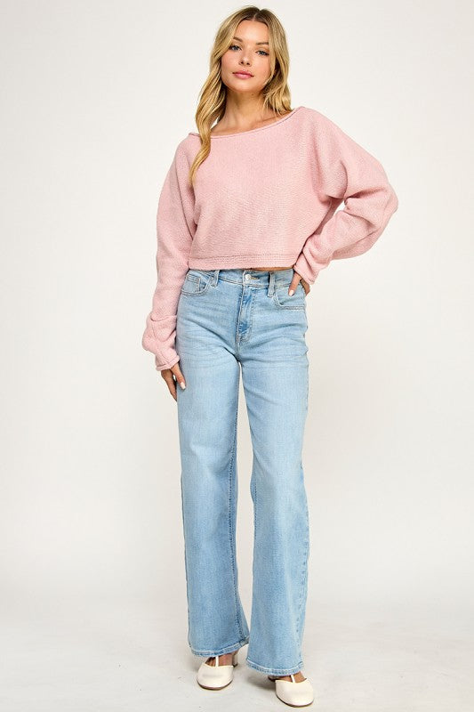 SW5340S CROPPED BOAT NECK SWEATER