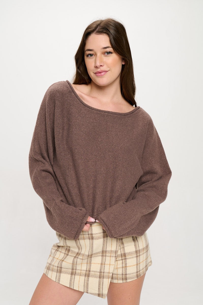 SW5340S CROPPED BOAT NECK SWEATER