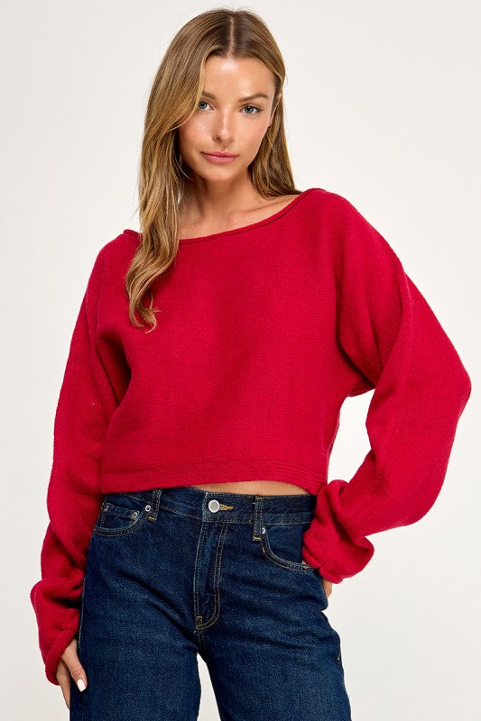 SW5340S CROPPED BOAT NECK SWEATER