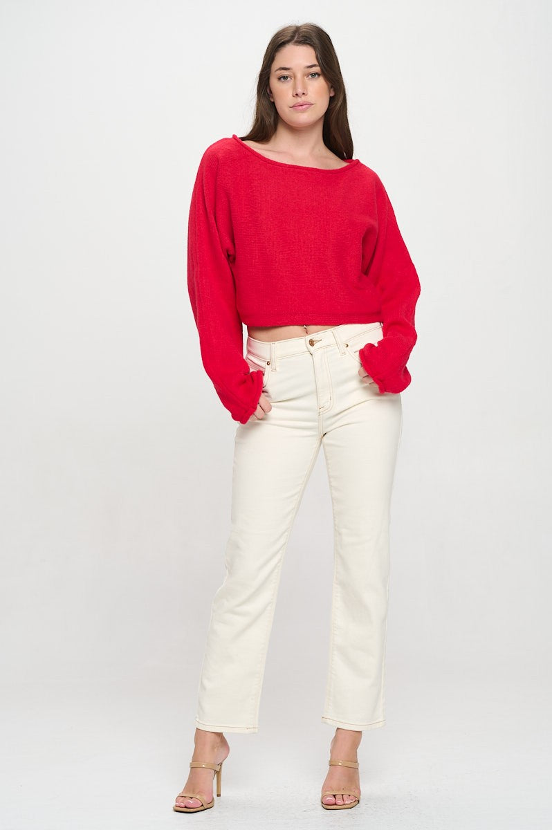 SW5340S CROPPED BOAT NECK SWEATER