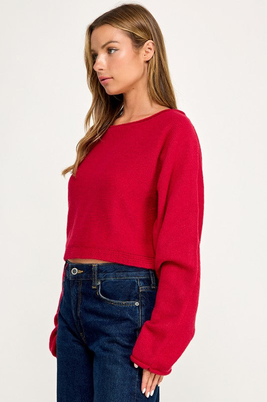 SW5340S CROPPED BOAT NECK SWEATER