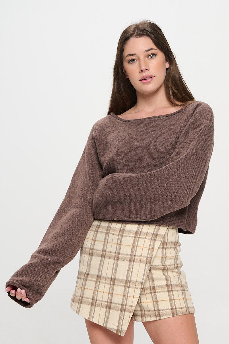 SW5340S CROPPED BOAT NECK SWEATER