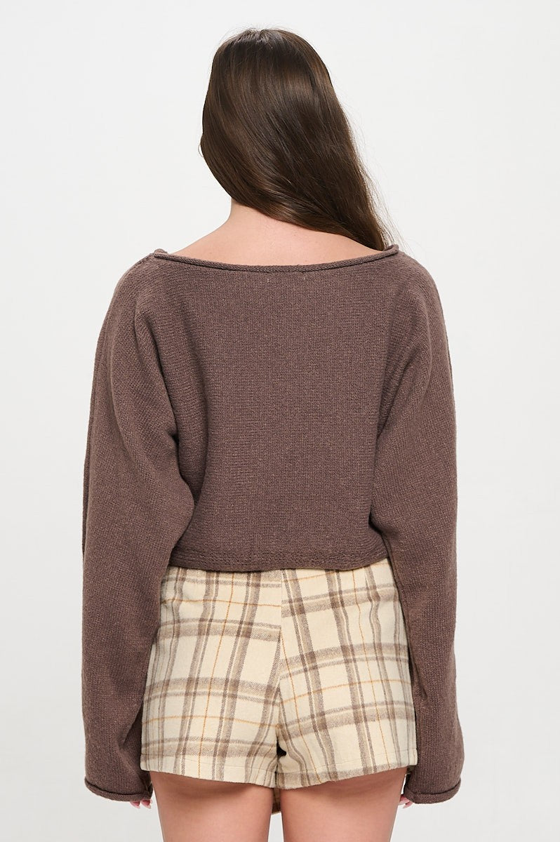 SW5340S CROPPED BOAT NECK SWEATER