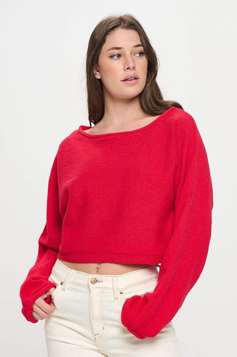 SW5340S CROPPED BOAT NECK SWEATER