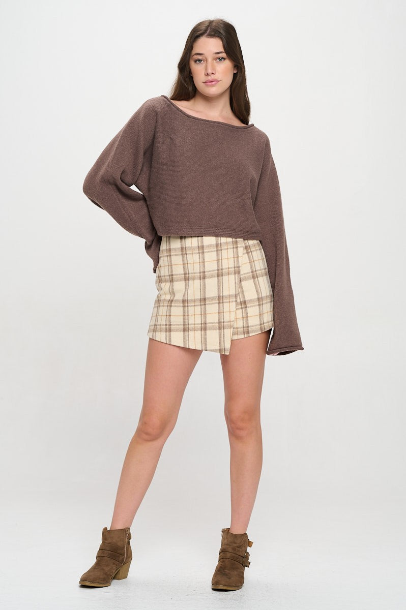 SW5340S CROPPED BOAT NECK SWEATER