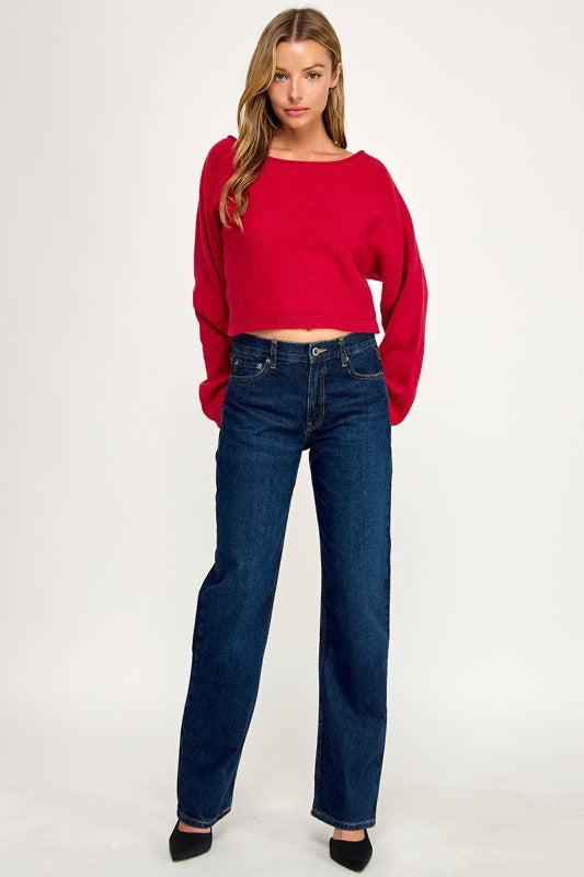 SW5340S CROPPED BOAT NECK SWEATER