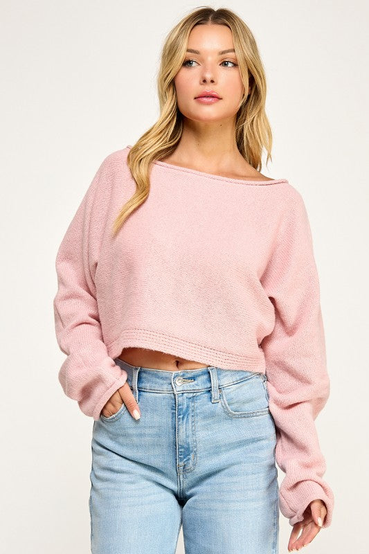 SW5340S CROPPED BOAT NECK SWEATER