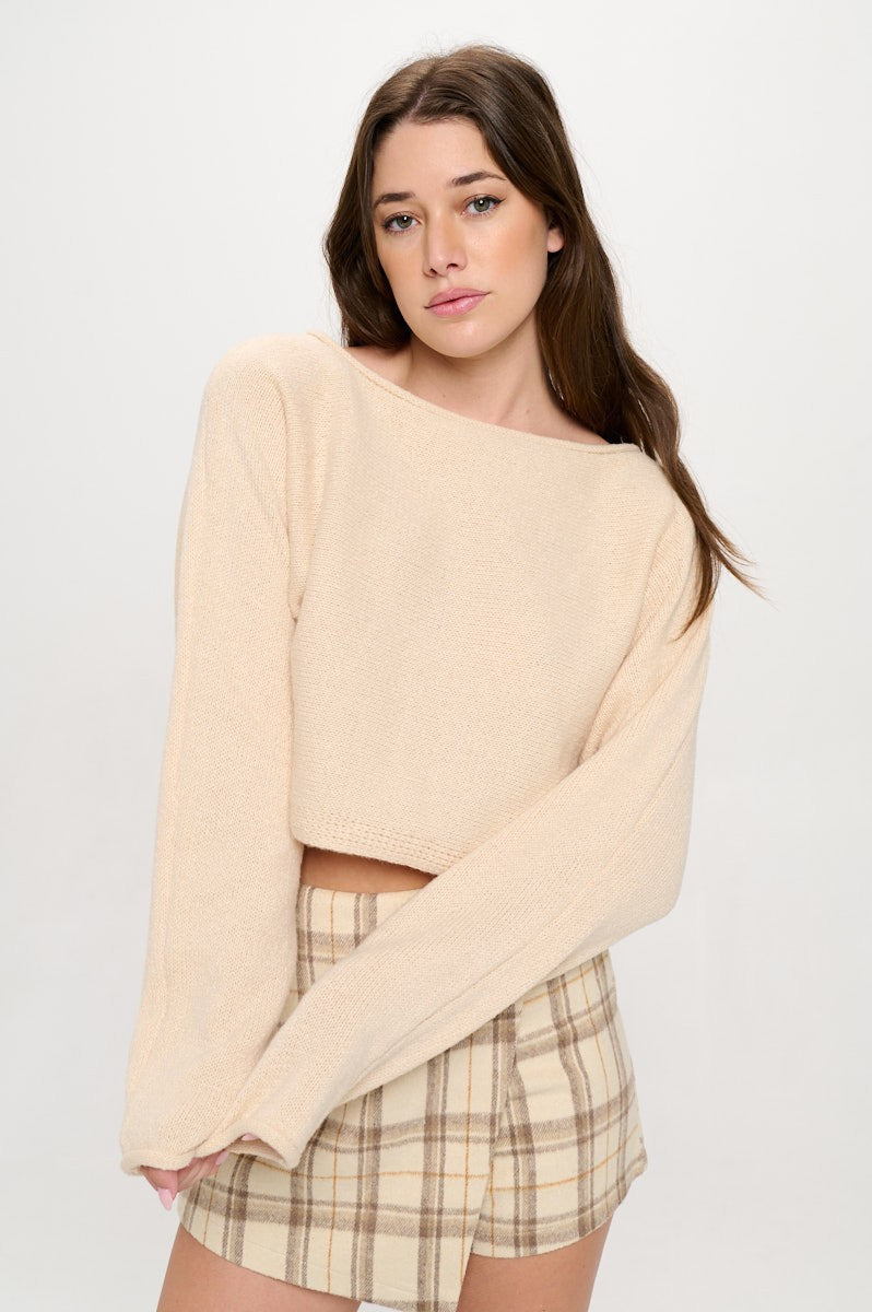 SW5340S CROPPED BOAT NECK SWEATER