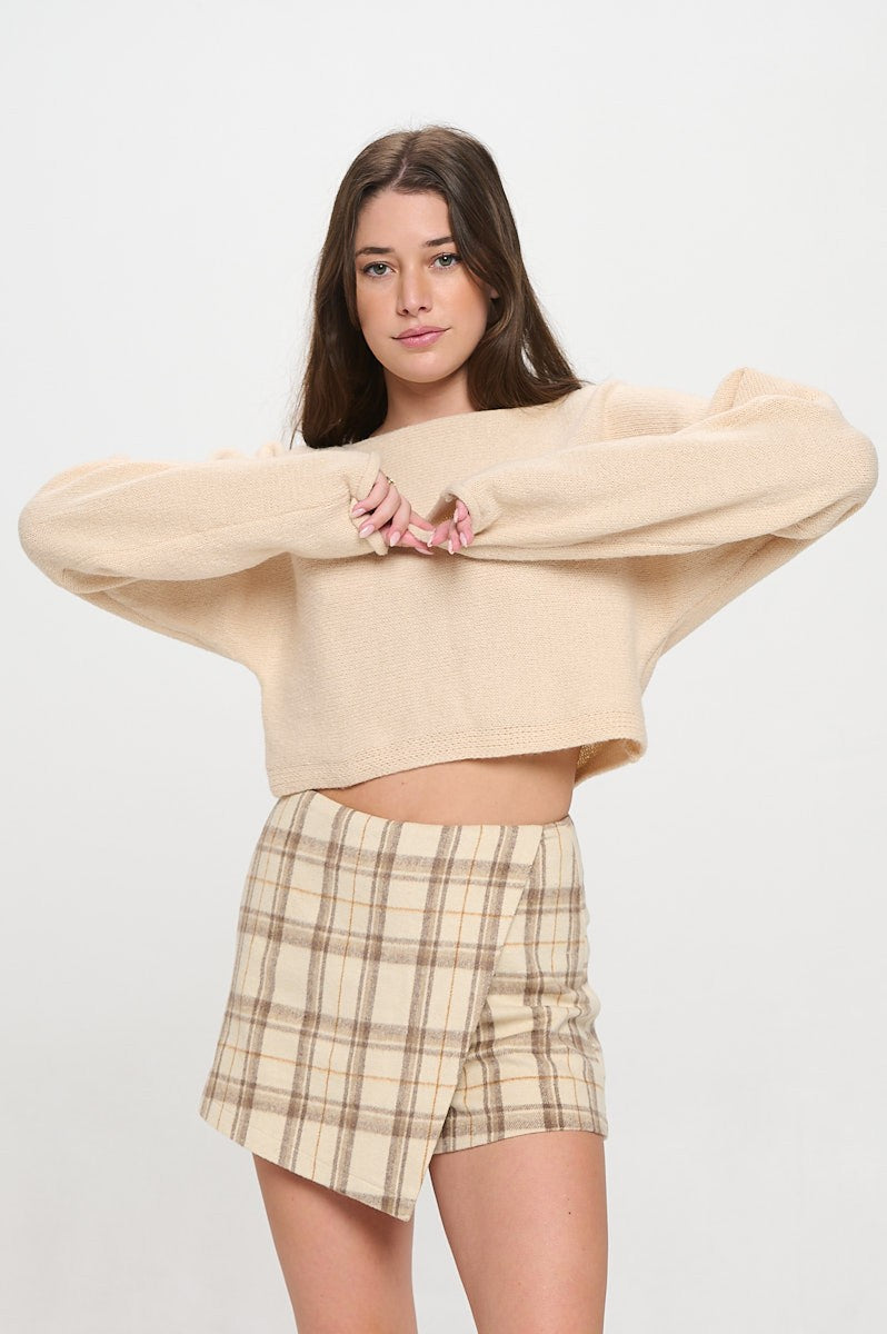 SW5340S CROPPED BOAT NECK SWEATER