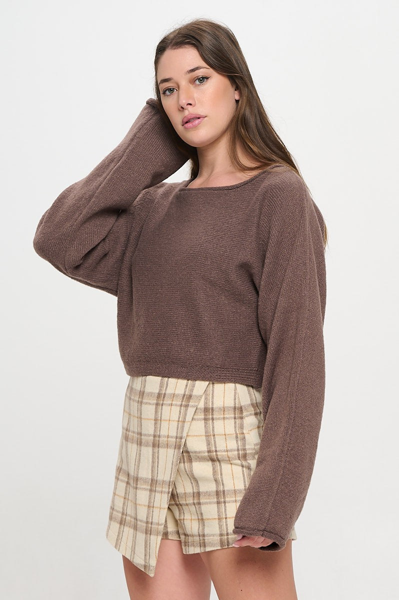 SW5340S CROPPED BOAT NECK SWEATER