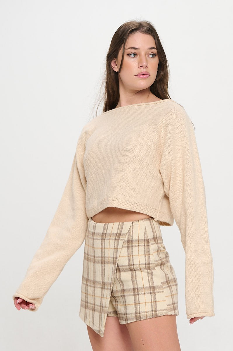 SW5340S CROPPED BOAT NECK SWEATER