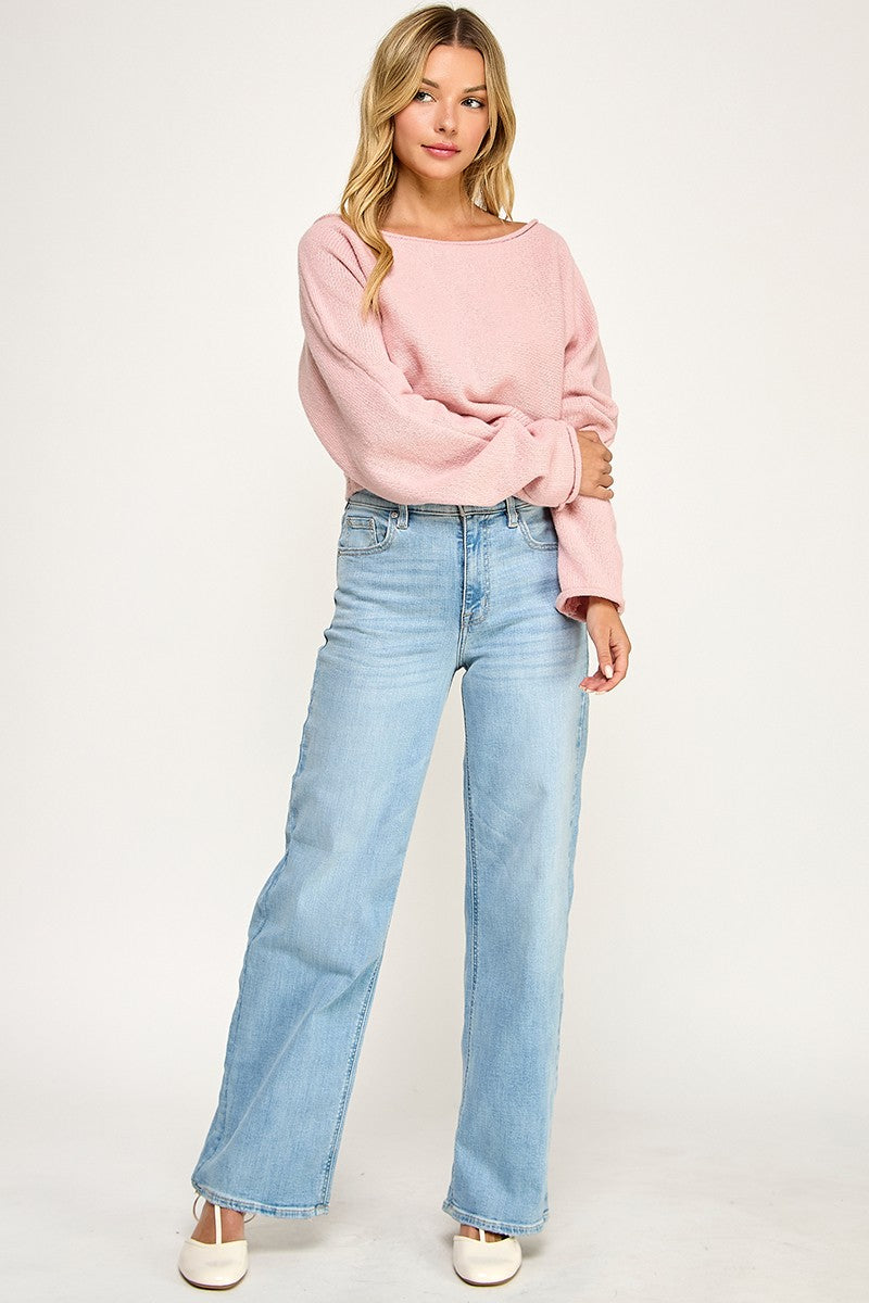SW5340S CROPPED BOAT NECK SWEATER