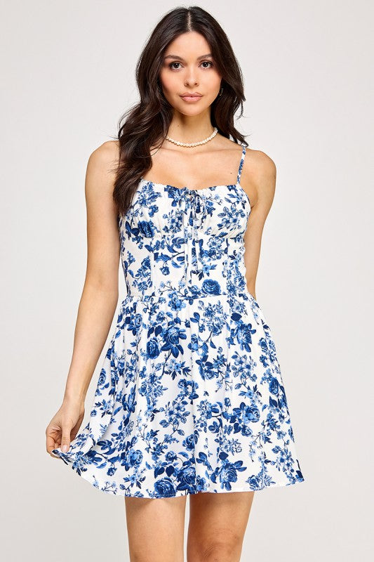 Floral Print Corset Mini Dress