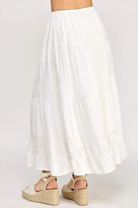 S5447 Linen Maxi Skirt with Inserted Pockets