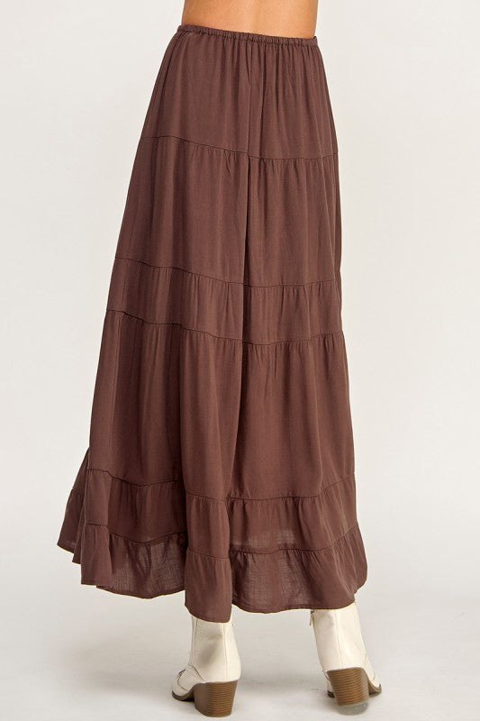 S5447 Linen Maxi Skirt with Inserted Pockets