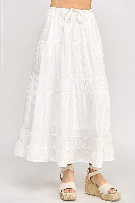 S5447 Linen Maxi Skirt with Inserted Pockets