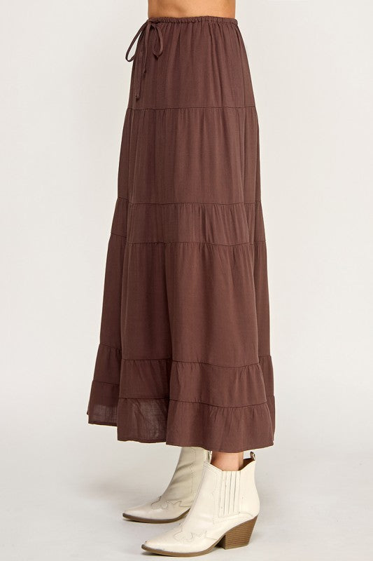 S5447 Linen Maxi Skirt with Inserted Pockets