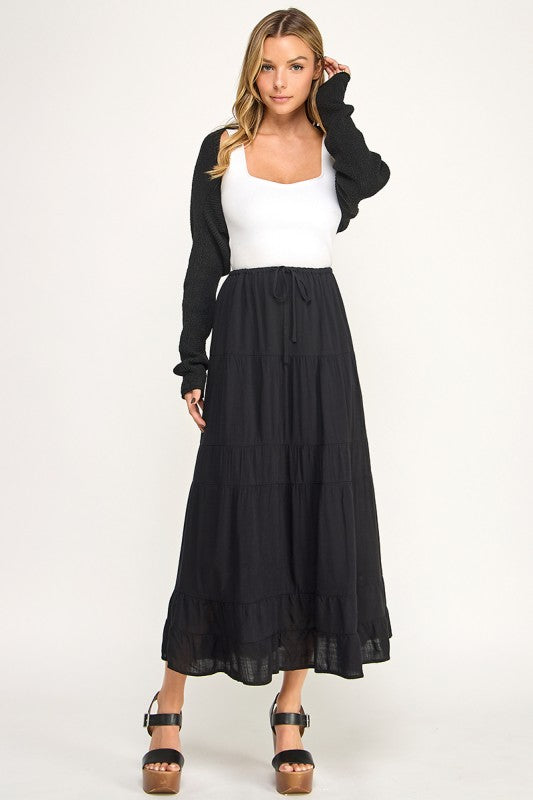 S5447 Linen Maxi Skirt with Inserted Pockets