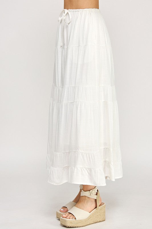 S5447 Linen Maxi Skirt with Inserted Pockets