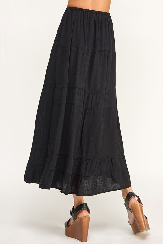 S5447 Linen Maxi Skirt with Inserted Pockets
