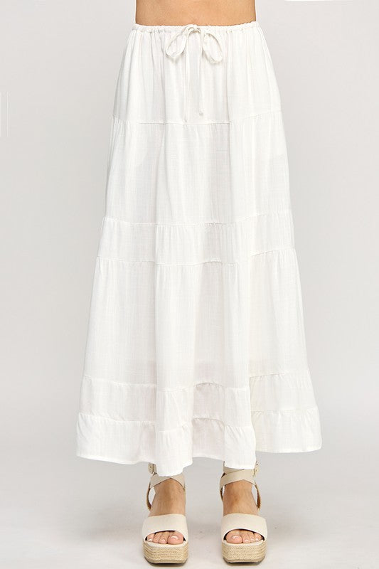 S5447 Linen Maxi Skirt with Inserted Pockets