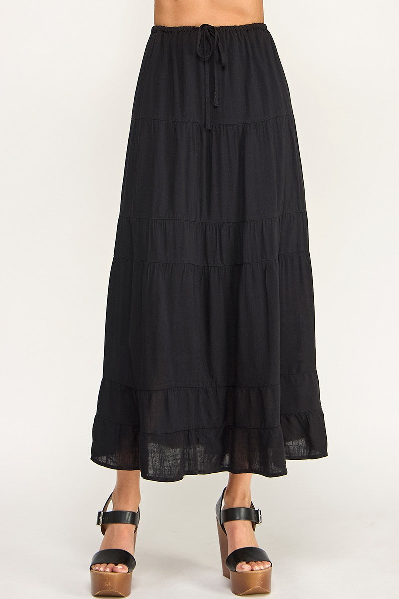 S5447 Linen Maxi Skirt with Inserted Pockets