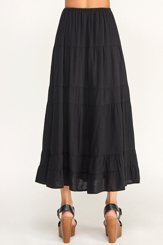 S5447 Linen Maxi Skirt with Inserted Pockets