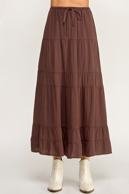 S5447 Linen Maxi Skirt with Inserted Pockets