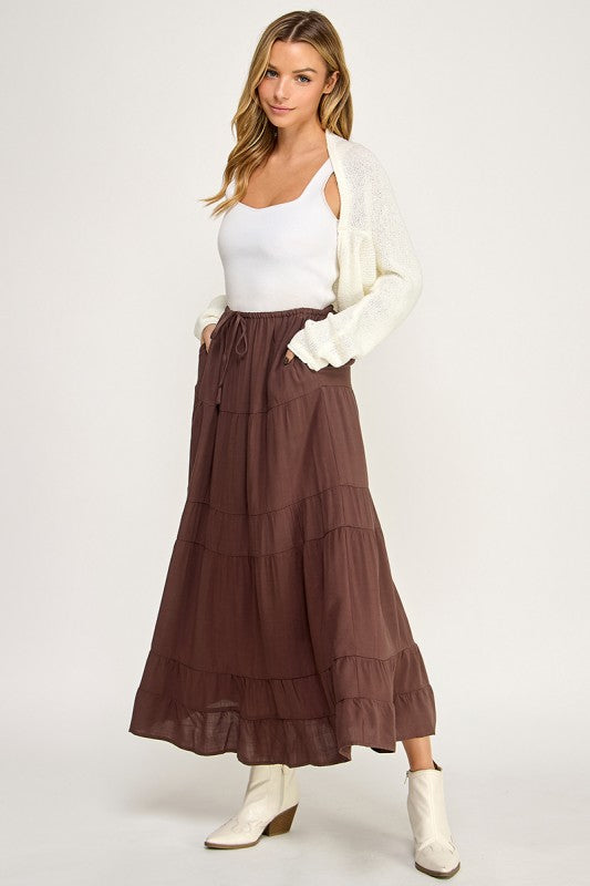 S5447 Linen Maxi Skirt with Inserted Pockets