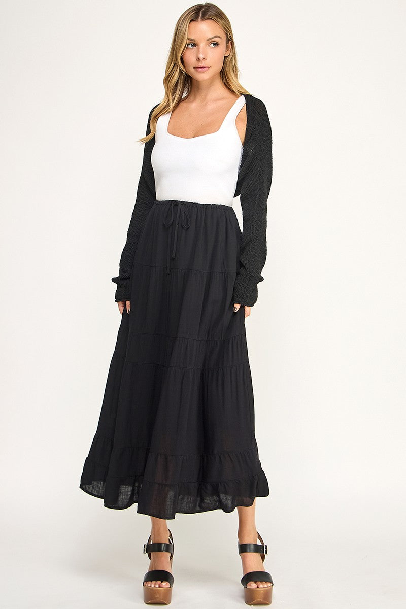 S5447 Linen Maxi Skirt with Inserted Pockets