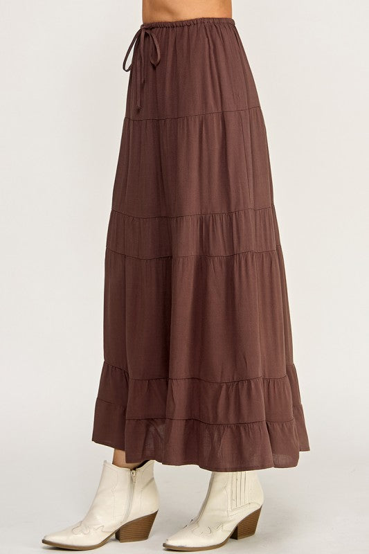S5447 Linen Maxi Skirt with Inserted Pockets