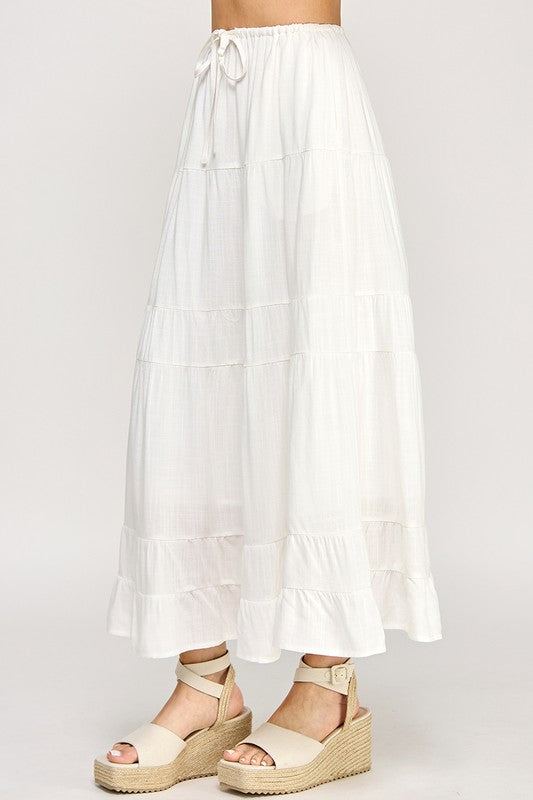 S5447 Linen Maxi Skirt with Inserted Pockets