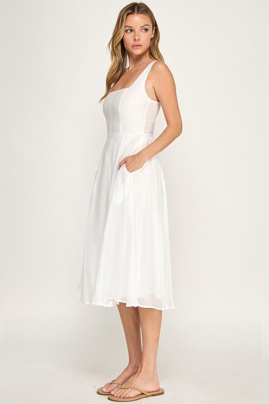 D5544 Square Neck Midi Dress